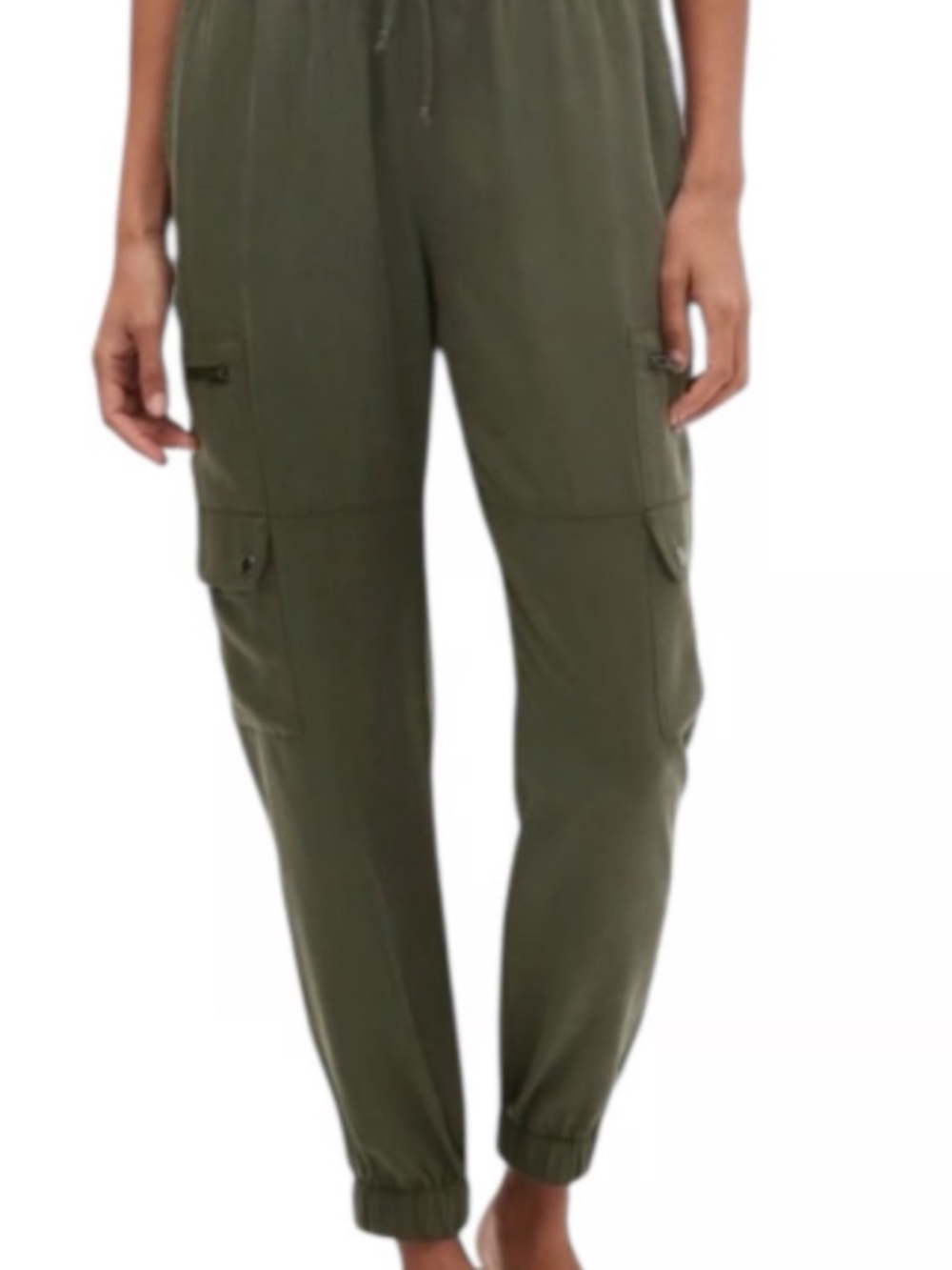 Banana Republic Olive Green Drawstring Cargo Jogger Pants Snap Pockets